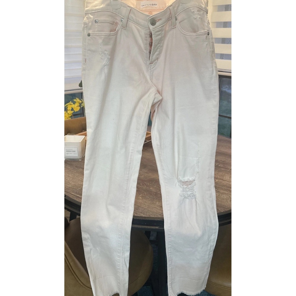 Ann Taylor Loft Women's Size 28/6 Pink Button Fly Boyfriend Jeans